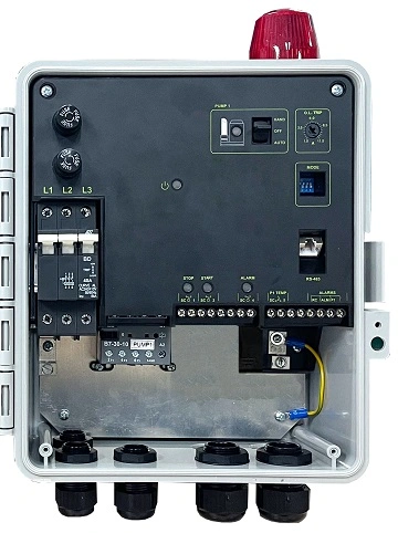 Controlador de bomba inteligente para control de bombas de aguas residuales, simplex trifásico, 380 VCA, función de protección completa de la bomba, alarma de alto nivel, ejercitador semanal